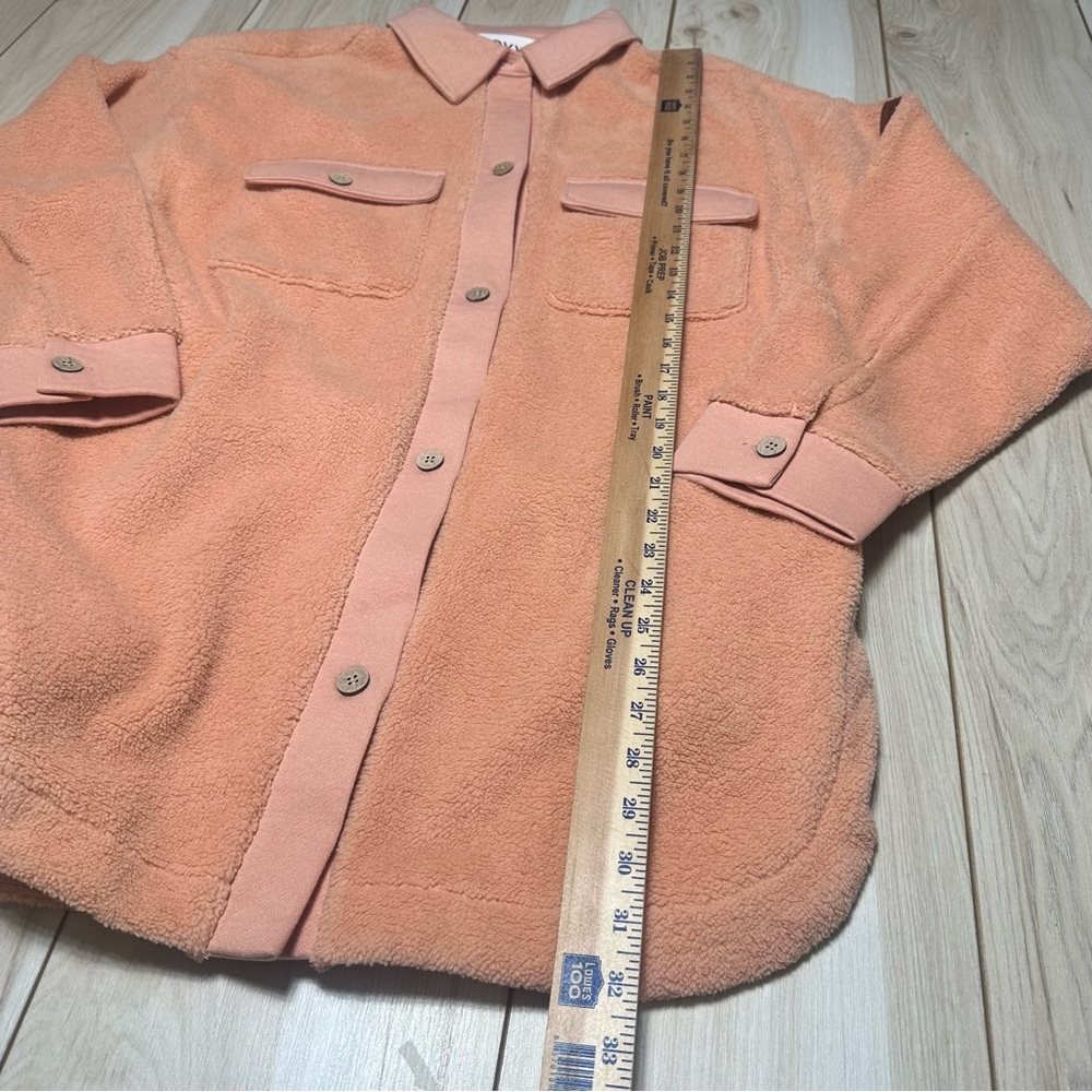 Roxy Women’s Sherpa Shacket Button Front Cozy Pockets Size Medium Coral New - Picture 7 of 13